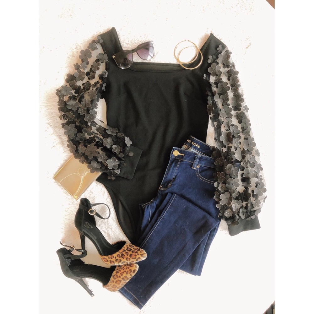 Black long sleeve bodysuit